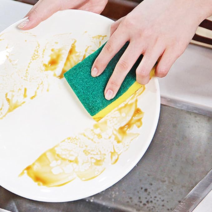 Sponge Individually Wrapped 24 Pack Kitchen Dishwashing Sponge, Non Scratch Scouring Pad, Odor-Free Sponge Wipes for Travel Apartments