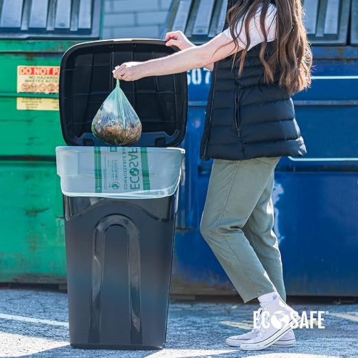 EcoSafe-6400 HB1617-6 Certified Compostable Bag - Small 16x17” Green Bags for 2.5 Gallon Bin - Extra Strong Leak, Puncture and Tear Resistant Food Scraps Bin Liners, Pack of 720