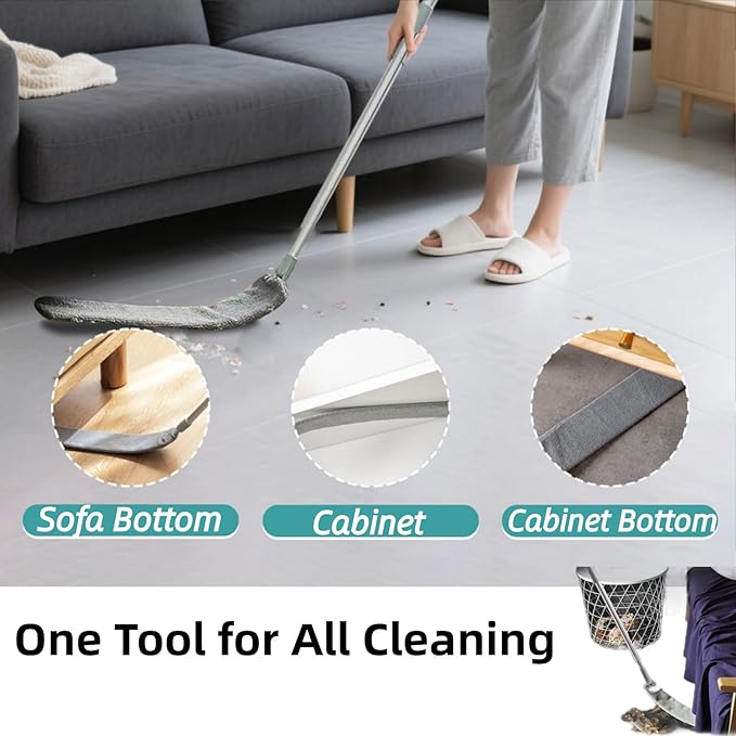 Saker Plus Mop, Retractable Gap Dust Cleaning Artifact, Retractable Gap Dust Cleaner Flat Duster 2 Microfiber Dusting Cloths Long Handle
