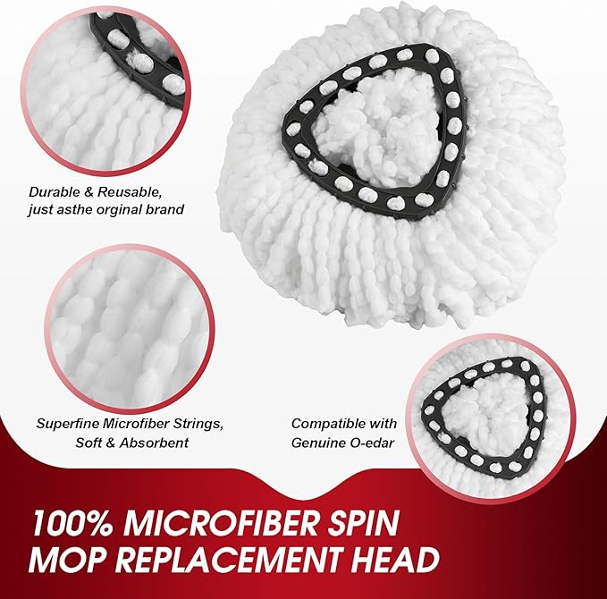 16 Pack Spin Mop Refills Head, Mop Heads Replacement for Spin Mop, Washable Microfiber Mop Replace Head Spin Mop, 360°Spinning Micro Replacement Mop Head for Easy House Cleaning Floor Mopping