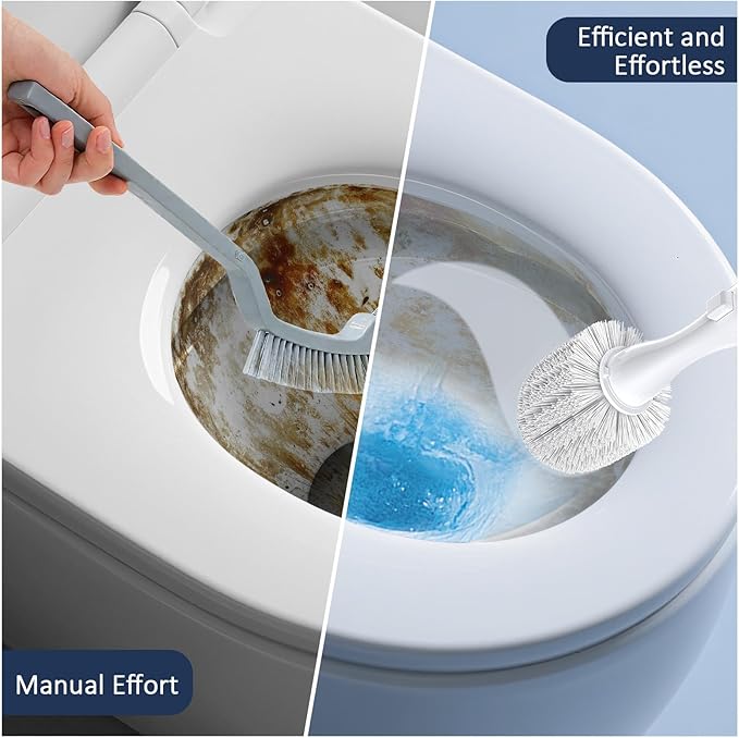 Electric Toilet Brush and Holder Set, Redagod Multi-function Toilet Bowl Cleaners with Solid Handle and Durable Bristles Easy Deep Cleaning for Bathroom,Rechargeable,5 Refills Disposable Cleaner Brush