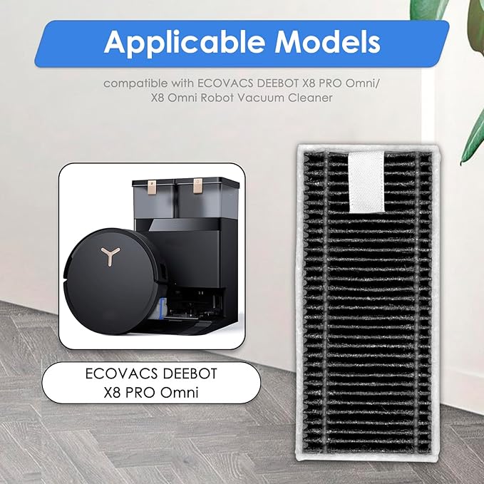 (3 Pack) X9 Pro Omni Replacement HEPA Filters Compatible With ECOVACS DEEBOT X9 Pro Omni, T80 Omni, X8 Pro Omni, X11 OmniCyclone, X11 Pro Omni Robot Vacuum Cleaner, Filters Accessories Kit, Filter Kit