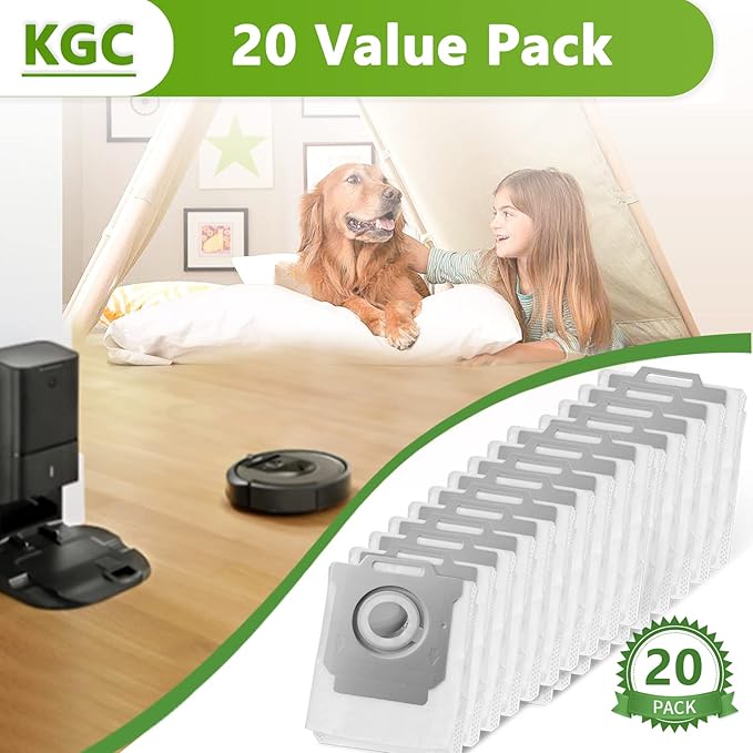 KGC 20 Pack Vacuum Bags Compatible with iRobot Roomba i & s & j Series, Replacement for iRobot Roomba i3+(3550) i4+(4552) i6+(6550) i7+ i7Plus j7+(7550) i8+(8550) s9 s9+(9550) Vacuum with Automatic