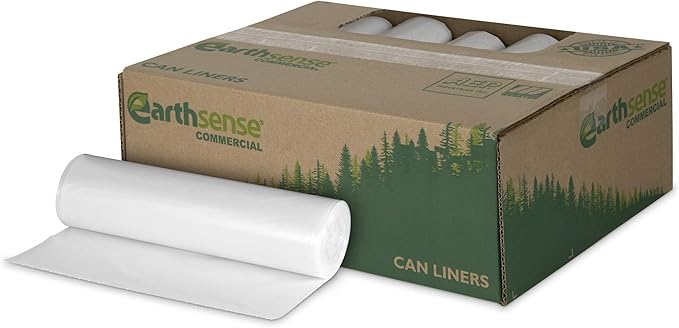 Earthsense Commercial RNW4654C Can Liner, 46 x 54, 60 gal, 1.2 mil thickness, Polyethylene, Black (Pack of 100)