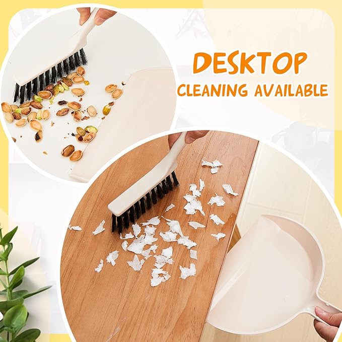 Sliner 18 Pack Mini Dustpan and Brush Set Plastic Dust Pans with Brush Small Broom and Dustpan Set Mini Broom Dust Pan for Home Office Kitchen Table Desktop Floor Cleaning Supplies(Blue, Pink,Beige)