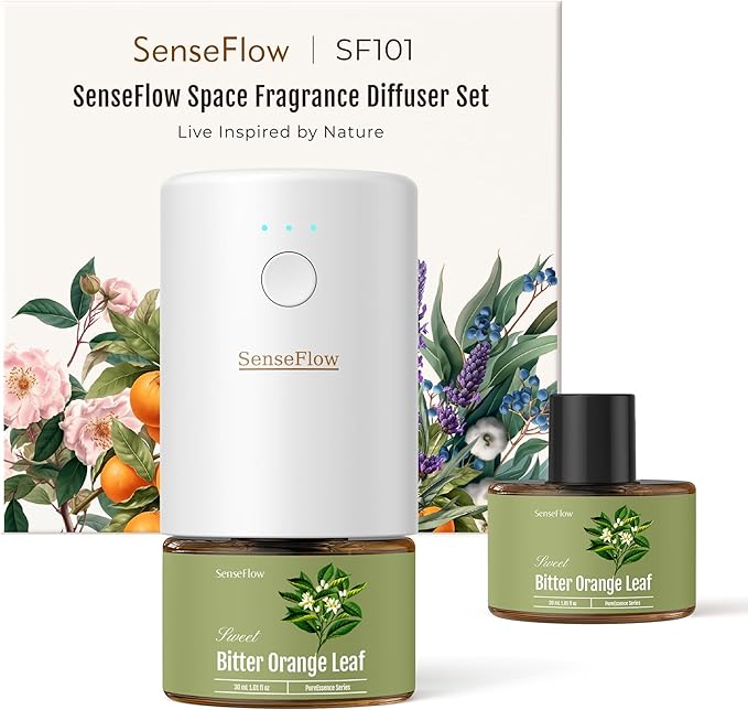 SF101 Waterless Ultrasonic Essential Oil Diffuser–100% Plant-Based,120-Day Natural Air Freshener & Aromatherapy Diffuser for Home,Hotel,Studio–Covers up to 100㎡-Frankincense