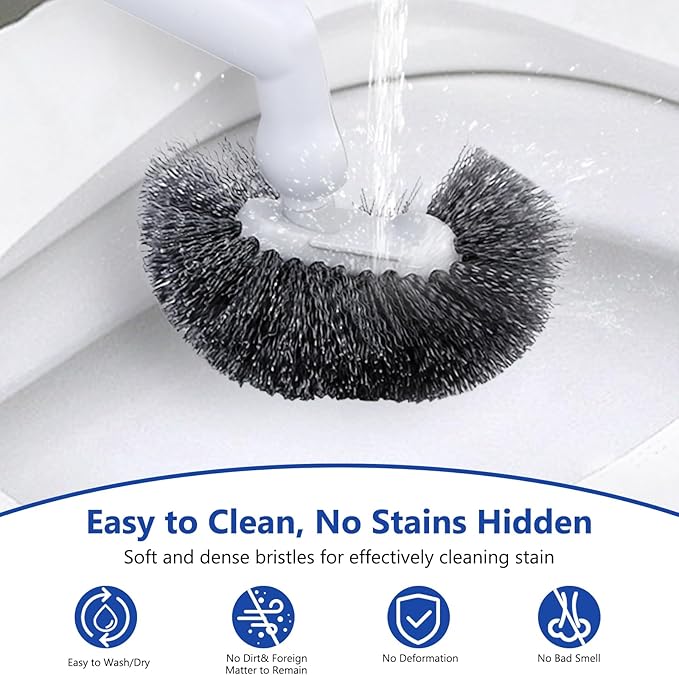 GENERIC Long Handle Toilet Brush Portable Bathroom Cleaning Brush,Assembled,Wall Mounted,No Dead Angle Cleaning,Household Cleaning(Gray)