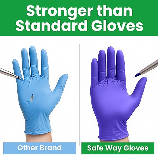 SafeWay Nitrile Gloves, 200 Ct, Small, Powder-Free, Latex-Free, All-Purpose, Professional Disposable Gloves with Textured Fingertips for Medical Use, Food Prep, Cleaning, Tattoo & More