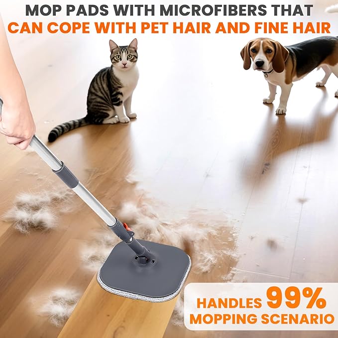 Chabatree Mop and Bucket Set，Spin Mop and Bucket Set with Separate Dirty and Clean Water，2 Replaceable Mop Pads，Deep-Cleaning Mops for Floors, Versatile Mops for Walls