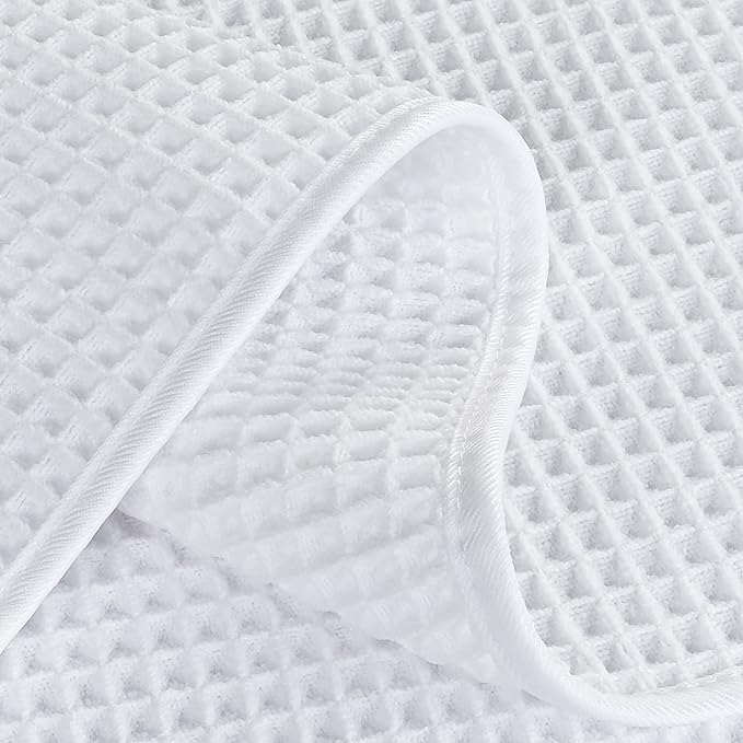 POLYTE Microfiber Lint Free Hand Towel, 16 x 30 in, 4 Pack (White, Waffle Weave)