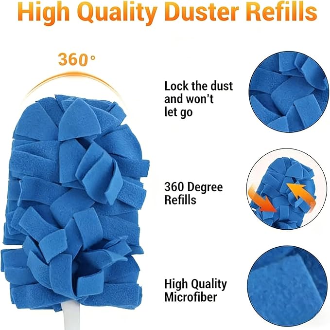360° Electrostatic Duster Refills — The Sustainable Choice for a Dust-Free Home, Duster Refills Reusable with Duster Handles, Washable Duster Refills for Cleaning, Office, Ceiling Fan (5)