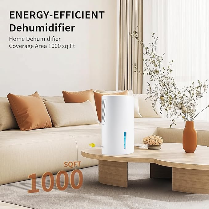 Dehumidifier for Home with Colorful Light Auto Shut Off Protection Ideal for Bedroom and Basement 2 Working Modes Daytime and Nighttime Efficient Moisture Removal System