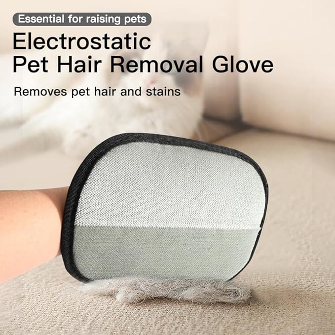 NALVIEVANA Pet Hair Removal Glove for Cats & Dogs, Reusable Electrostatic Pet Cat Dog Hair Remover Grooming Glove, Pet Hair Remover Tool for Clothing, Couch, Carpet, Car Seat (1PCS