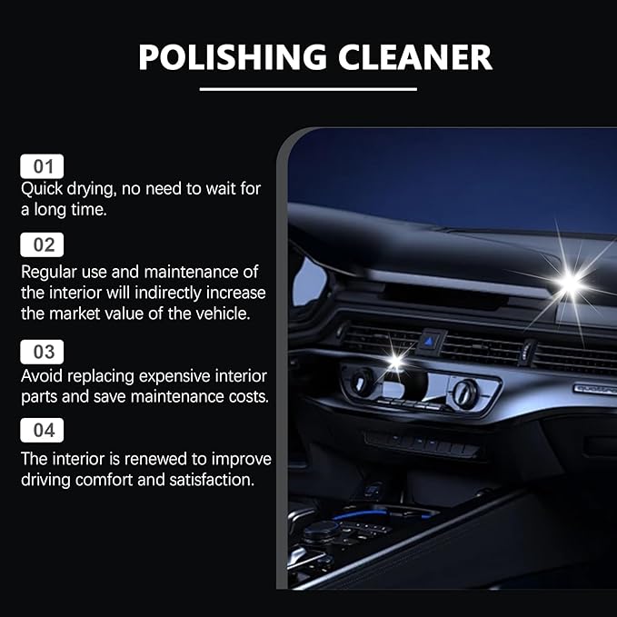 Vexoilux Polishing Cleaner Car Interior, 100ml Car Interior Cleaner Spray, All Purpose Car Interior Detailer Cleaner for Dashboards, Seats, Leather, Plastic 2PCS