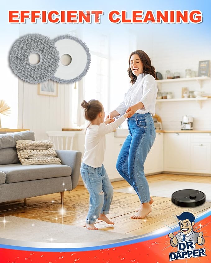 8 Pcs Replacement Mop Pads Compatible with iRobot Roomba Plus 405 Combo Robot 505 Combo Robot, Vacuum & Mop Replacement Parts Accessories Washable Reusable Mop Pads