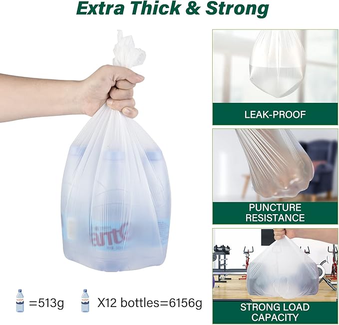 Inwaysin Biodegradable 2.6 Gallon Trash Bags, 180 Count, Scented Free, Translucent, Thickening & Leaking Proof, Suitable for Most Trash Cans, Perfect for Home or on the Go