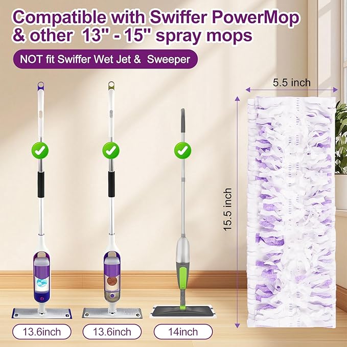 25 Pack Disposable Mop Pads for Swiffer Power Mop, Thickened 14-Layer，Multi-Surface PowerMop Refills Replacement Mopping Pad for Floor Cleaning，Non-Washable & Unscented,Quick-Absorb，No Residue