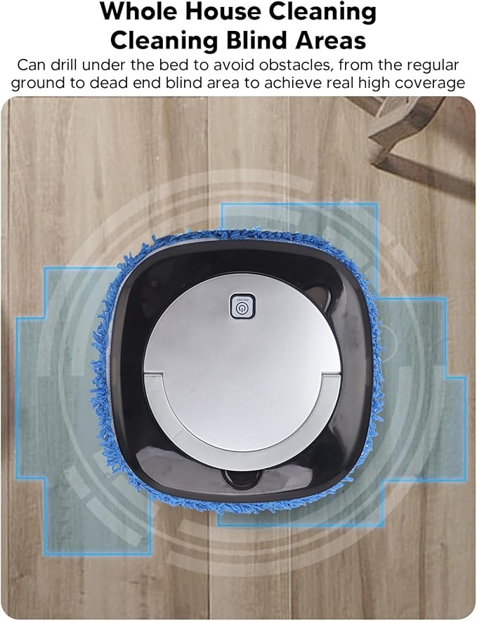 EMUKOEP Automatic Floor Mopping Robot Mopping Robot with Water Tank Vacuum and Mop Cleaning Robot (Silver)