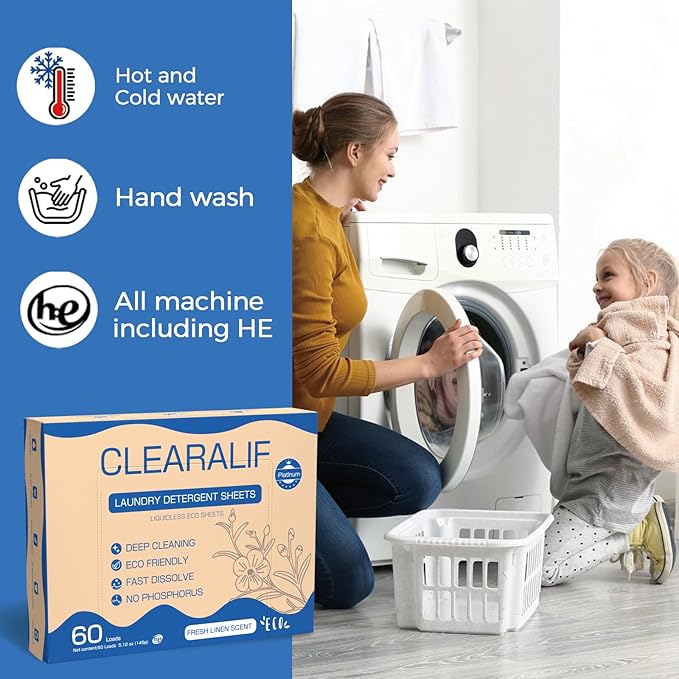 CROS 180 Loads Laundry Detergent Sheets Linen Scent, for Travel, Home, Apartment, Dorm, Laundry Detergent Strips Eco Friendly, Hypoallergenic, Liquidless Washing Supplies