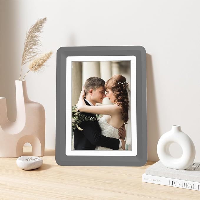 2-Pack 5x7 Picture Frame or 4x6 with Mat – Shatterproof Plastic Picture Frames for Family, Nursery & Playroom, Wall & Tabletop Frame for Home or Office, Safe Lightweight Design, Graphite Mist