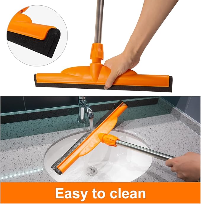 ITTAR Heavy-Duty Floor Squeegee, 62" Adjustable Handle, EVA Foam Blade, Ideal for Concrete, Garage, Patio & More