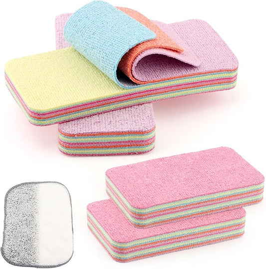 4 Pack 12-Layer Peelable Microfiber Sponges – Ultra Absorbent Reusable Cleaning Pads for Kitchen & Household Cleaning