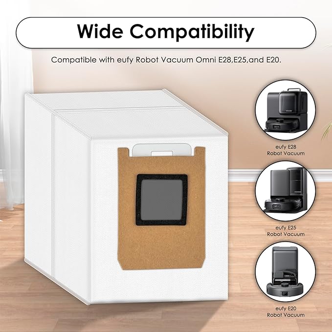 (6 Pack) E28 Replacement Dust Bags Compatible With Eufy Omni E28/ E25/ E35 Robot Vacuum Cleaner, Vacuum Replacement Dust Bags, Vacuum Bags, Canister Bag, Dirt Disposal Bags