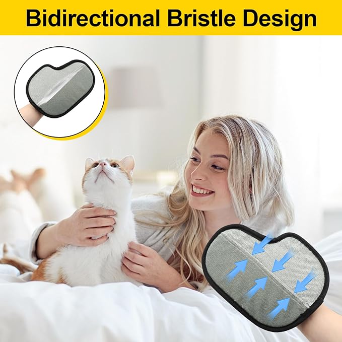 CONAMEI Pet Hair Removal Glove for Dogs and Cats,2 PCS Upgraded Double Sided Electrostatic Pet Hair Removal Gloves,Reusable Pet Cat Dog Hair Remover Gloves for Couch,Carpet,Bed Sheets,Blankets,Clothes