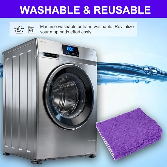 ITTAHO 3-Pack Microfiber Mops Refill Pads for 14 Inch Mop, Hardwood & Hard Floors Microfiber Cleaning Mop Pads, Machine Washes, Size:14.8in X 9in (Purple- Mop Pad Refills)