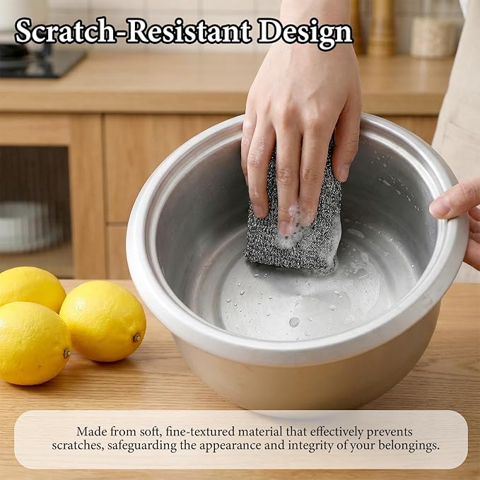 Heavy Duty Kitchen Sponge - Lasts 20x Longer, Non Scratch & Heat Resistant Forever Sponge for Non-Stick Cookware, Cut Resistant Versatile Cleaning Supplies for Home Bathroom (2 Pack, Grey)
