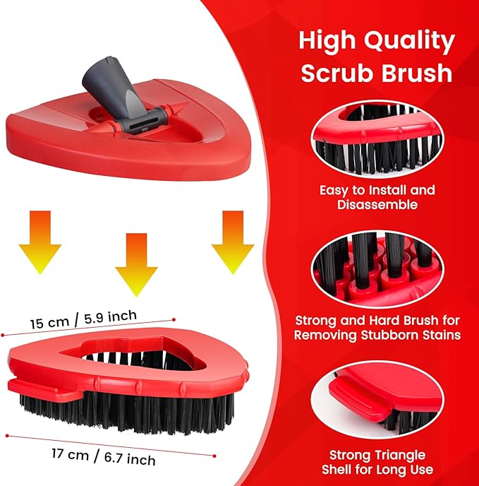 Scrub Brush Replacement Head Compatible with O Ceda EasyWring Spin Mop 1 Tank System,Triangle Hard Bristle Cleaning Brush Shower Floor Scrubber for Bathroom, Kitchen,Deck, Pool and Tile Walls
