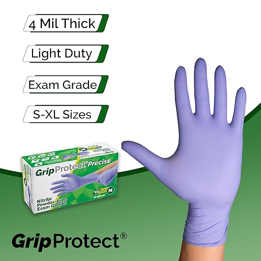 GripProtect Precise Nitrile Exam Gloves | 4 Mil | Chemo-Rated | (Large, 100)