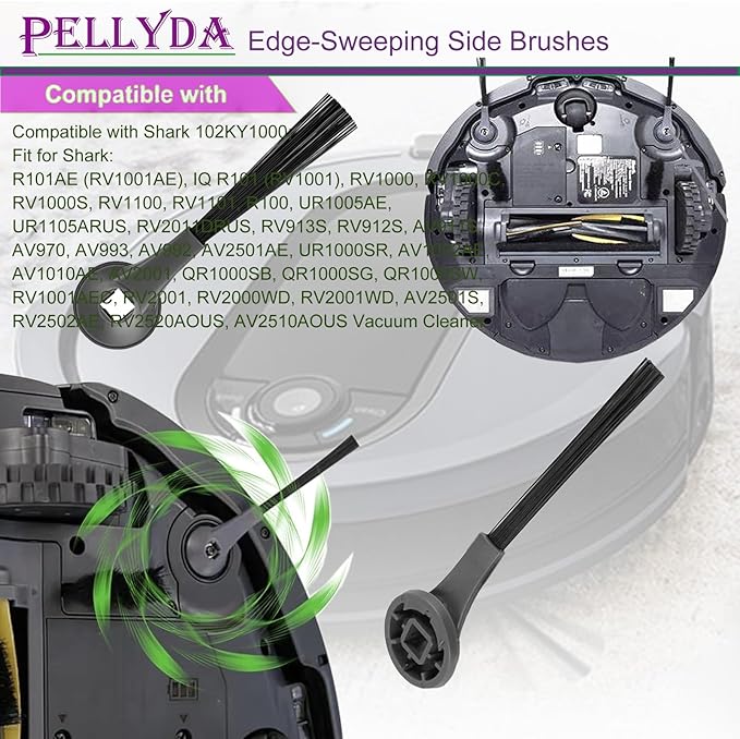 PELLYDA Replacement Parts for Shark Robot,Replacement Side Brushes for Shark IQ Robot R101AE (RV1001AE),RV1100,RV1101,RV2011DRUS, RV912S,R100, Shark AI AV2501S,AV2501AE,RV2502AE Robotic.(10 Pack)