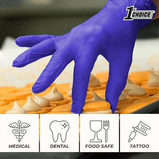 1st Choice Nitrile Disposable Gloves, 3 Mil Indigo, 2 Boxes of 100 Small Nitrile Gloves, Disposable Latex Free Gloves