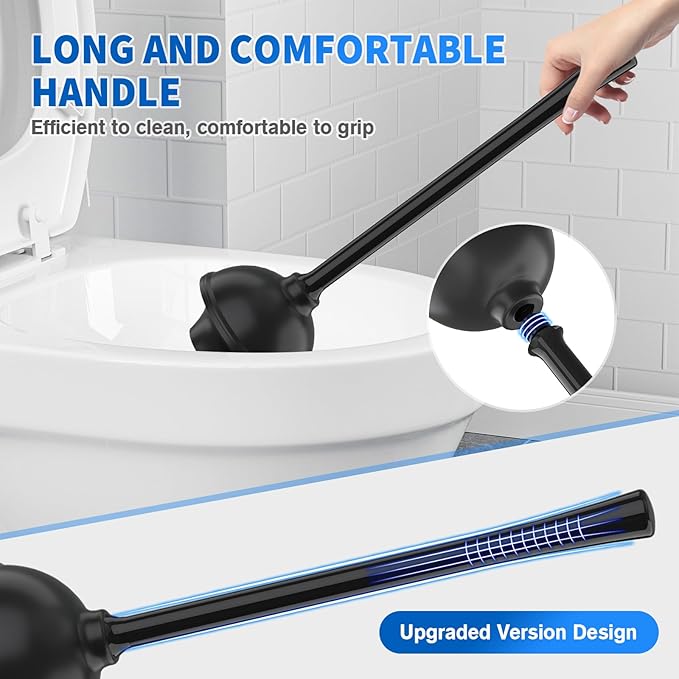 Toilet Plunger and Brush,2 Pack Bowl Brush and Heavy Duty Toilet Plunger Set with Ventilated Holder, 2-in-1 Toilet Brush and Plunger Combo for 5.3-inch Toilet Drain Bathroom Cleaning