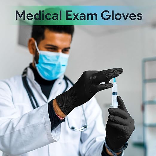 Black X Large Nitrile Gloves Case of 1000 - Medical Grade - Latex-Free, Powder-Free - Disposable Nitrile Gloves - Medical Exam, Lab, and Industrial Use
