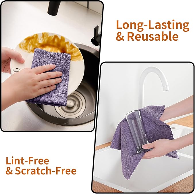 Tigona 80 Pack Microfiber Cleaning Cloth Roll,Lint Free Rags & Tear Away Reusable Towels Washable Scratch,Ultra Absorbent Dish Rags(12" x 12") for Car Kitchen Home Garage-Dark Gray