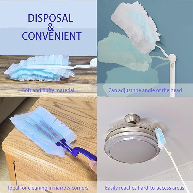 GIWOSK 40Pcs Disposable Duster Refills, Electrostatic Fluffy for Cleaning Replacement Refills Bulk for Home Office Ceiling Surface Corner Dusting