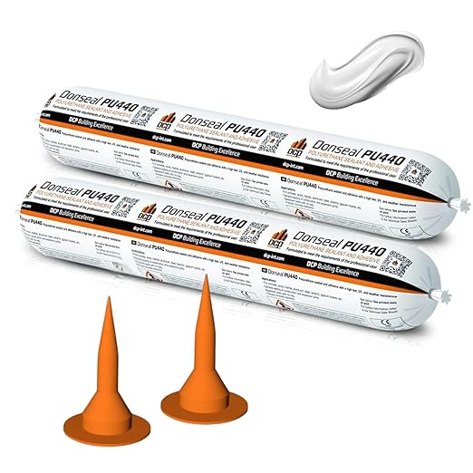 DCP Donseal PU440 Polyurethane Sealant for Concrete, Sidewalk 2 Pack – Expansion Joint Filler, Non-Sag Caulk for Foundation, Walls, Sausage, 20.2 fl oz – White, Pack of 2