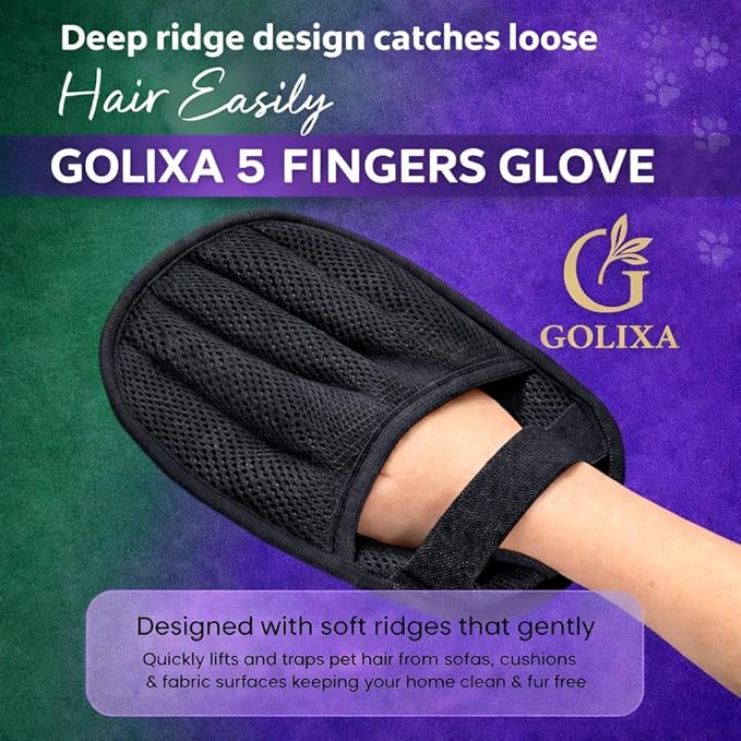GOLIXA 4+1 Pack Pet Hair Remover Glove for Cats and Dogs, 4 Designs Electrostatic Pet Hair Removal Gloves Brush for Pets Hair, Best Animal Reusable Cats & Dogs Grooming Gloves for Hair Removal