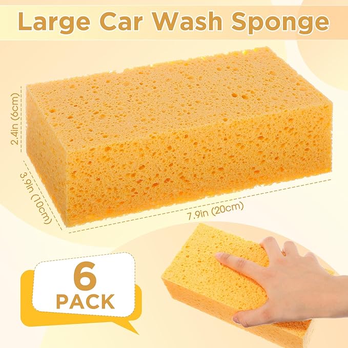Mimorou 6 Pcs Large Sponge Bulk 7.9 x 3.9 x 2.4 Inch Grouting Car Washing Sponge for Thick Cleaning and Dish Washing