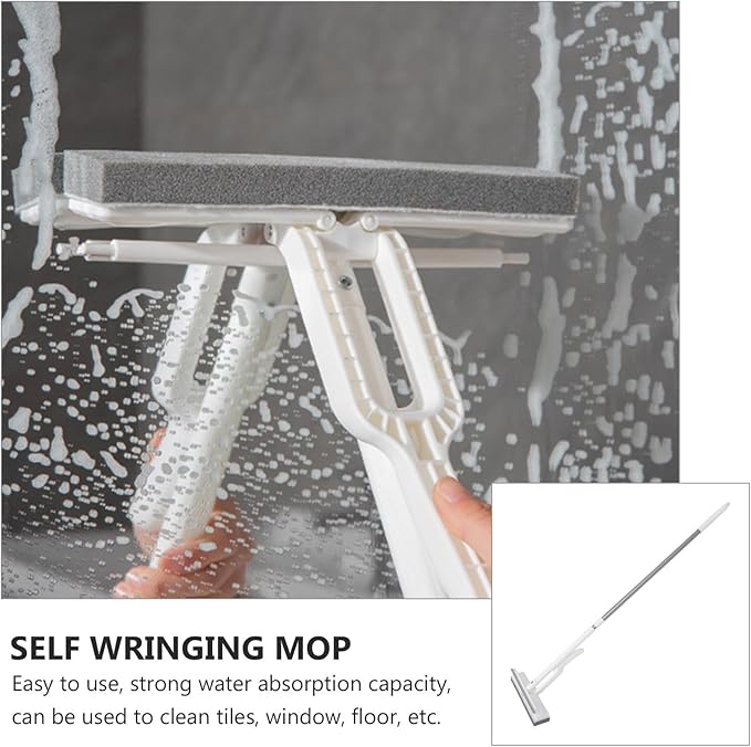 Luxshiny Self Wringing Small Sponge Mop for Floor and Bathroom Cleaning Mini Portable Floor Cleaning Tool with Strong Water Absorption Mop for Small Spaces