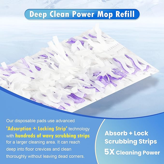 40 Count Disposable Mopping Pad Refills for Power Mop Refills, Unscented Spray Cleaning Repalcement Pads