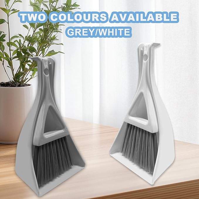 BSMstone Dust Pan Broom Brush Dustpan -Mini Broom and Dustpan Combo Set, Handheld Sweeper Cleaning for Tables, Keyboards, Guinea Pig Cage, and Cat Litter, etc. (White)