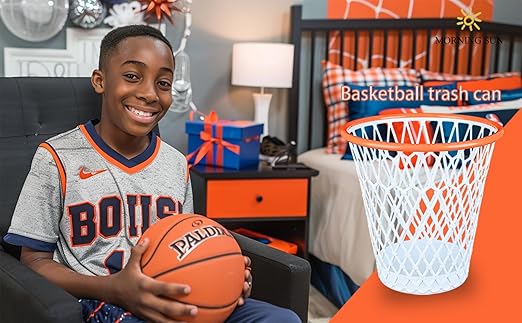 4 PCS Basketball Trash Can,Wastebasket,Basketball gift, Basketball themed gift,4.5 Gallon,Basketball Hoop,Garbage Can,Basketball Net Waste Basket for Office,Bedroom,Gym,Sport party