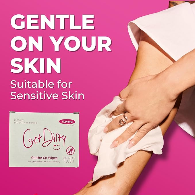 GetDirty - Wet Wipes (Womens) Extra Large & Durable Towelette: Micellar Foam Technology - That Truly Eliminates Odors - Individually Packaged for On-The-Go Conveniance (1 case of 12 wipes)