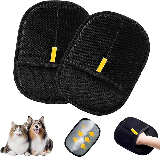 RWSEFK Pet Hair Removal Glove for Cats & Dogs, Efficient Grooming Gloves for Pet Hair, Cat Grooming Gloves for Hair Removal，Reusable Cat & Dog Hair Remover for Couch, Furniture, Carpet, Curtain(2Pcs)