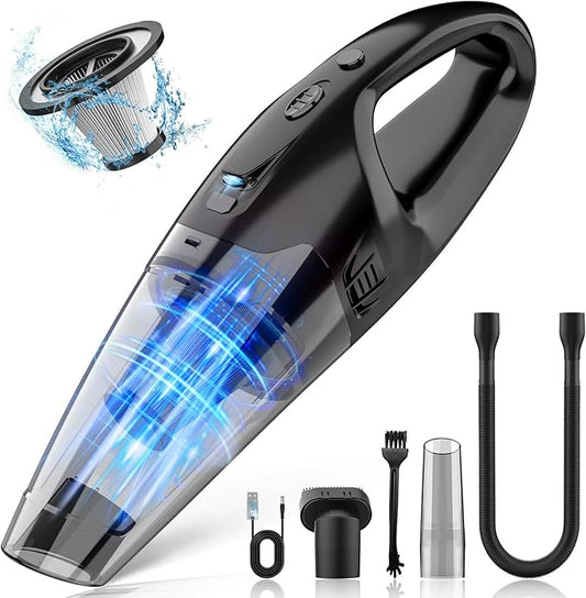 BSRCO Handheld Vacuum Cordless Rechargeable 3-in-1, Car Vacuum Portable Cordless with USB Charge, Handheld Vacuum with LED Light, HEPA Filter, 1.65LBs Lightweight Vacuum Cleaner for Dust, Pet Hair