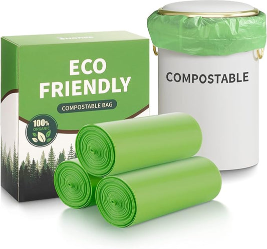 Eargardin 5 Gallon Trash Bags Compostable Compost Small Garbage Bag Extra Thick 0.78 Mil for Kitchen Bathroom BPI Certified 45 Counts, Green