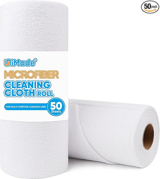 Microfiber Cleaning Cloth, 50 Sheets Shop Towels Commercial Grade Washcloths Lint-Free Clean Rags Bulk Towels for Cars Mechanic Restaurant Garage Housekeeping, 11.5"x 11.5", White